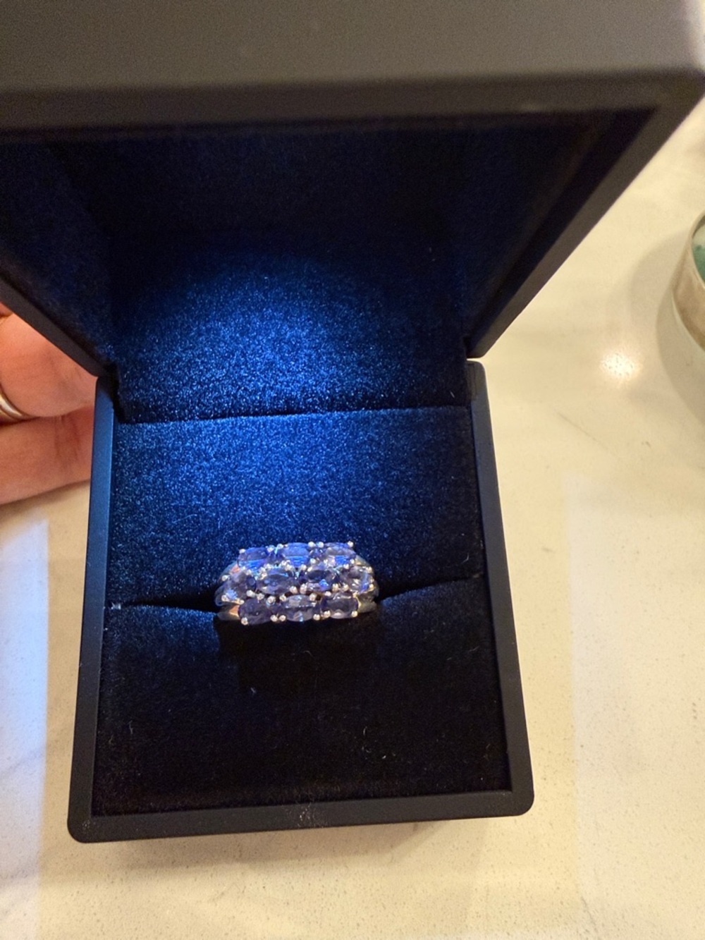 QVC Silver Ring with Tanzanite Stones